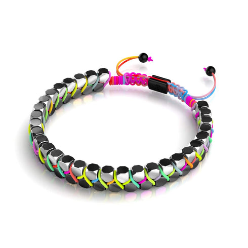 Géome sacrée | Hématite d'argent | Bronze x Spectre | Bracelet octaèdre